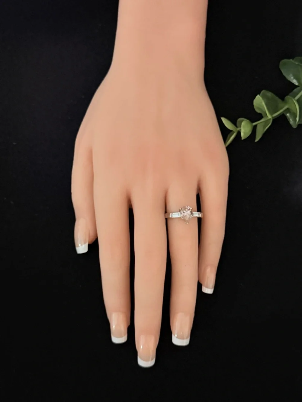 Silver 925‎ Pink Teardrop Solitaire Ring in Silver